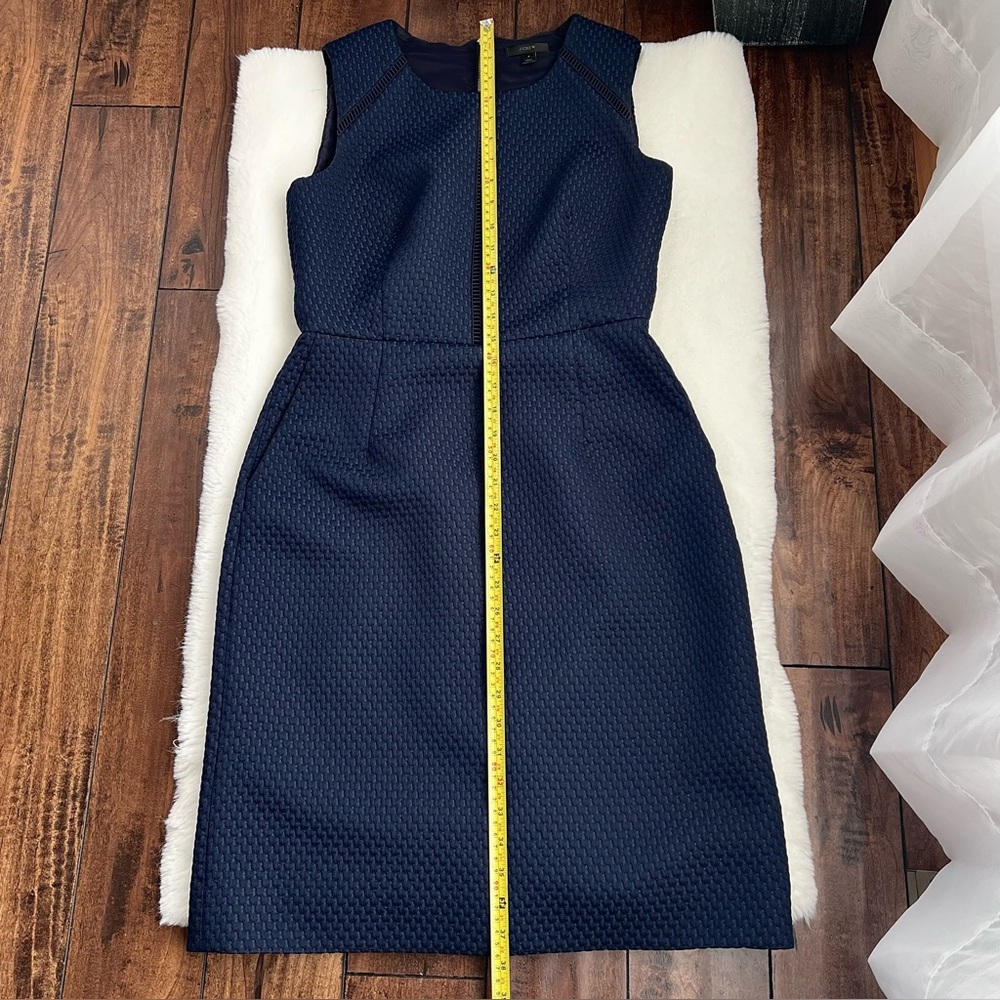 J.CREW Portfolio Dress Navy Blue Textured Sheath Size 6 - Picture 12 of 14